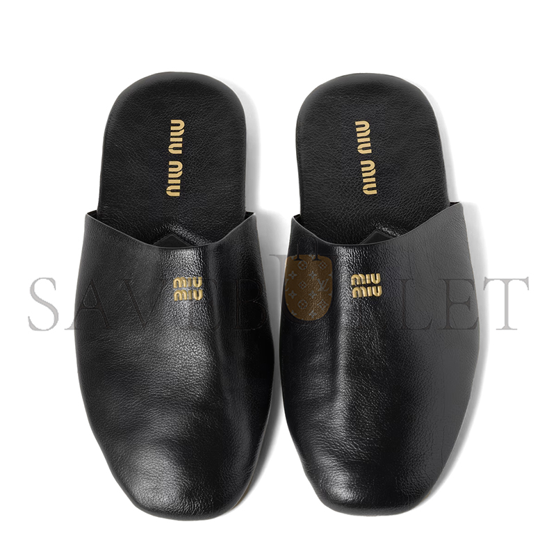 MIU MIU LEATHER SLIPPERS 5S322E
